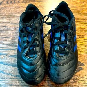 Kids Black and Blue Adidas Cleats - Size 1.5